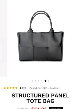 Classic Structured Panel Tote Bag - Black